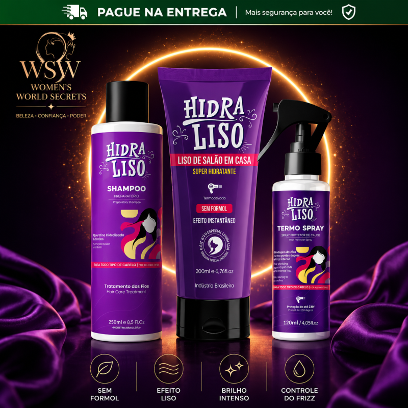 Hidra Liso Profissional 3 em 1 (Sem Formol)