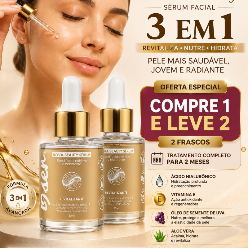 Nova Beauty Sérum Facial 3 em 1 – Compre 1 e Leve 2