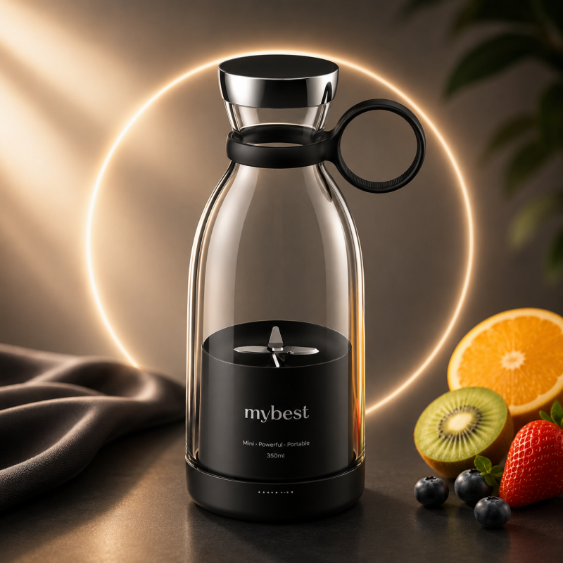 Garrafa Liquidificadora Portátil 2 em 1 – 350ml (Preto)