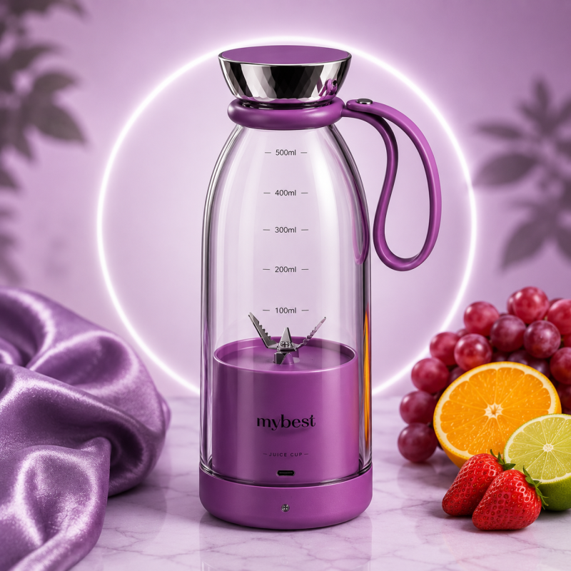 Garrafa Liquidificadora Portátil 2 em 1 – 500 ml (Roxa)