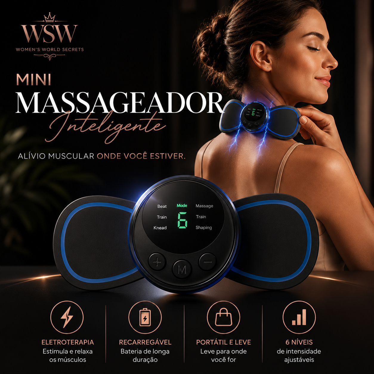 Mini Massageador Inteligente Eletroterapia - Bivolt