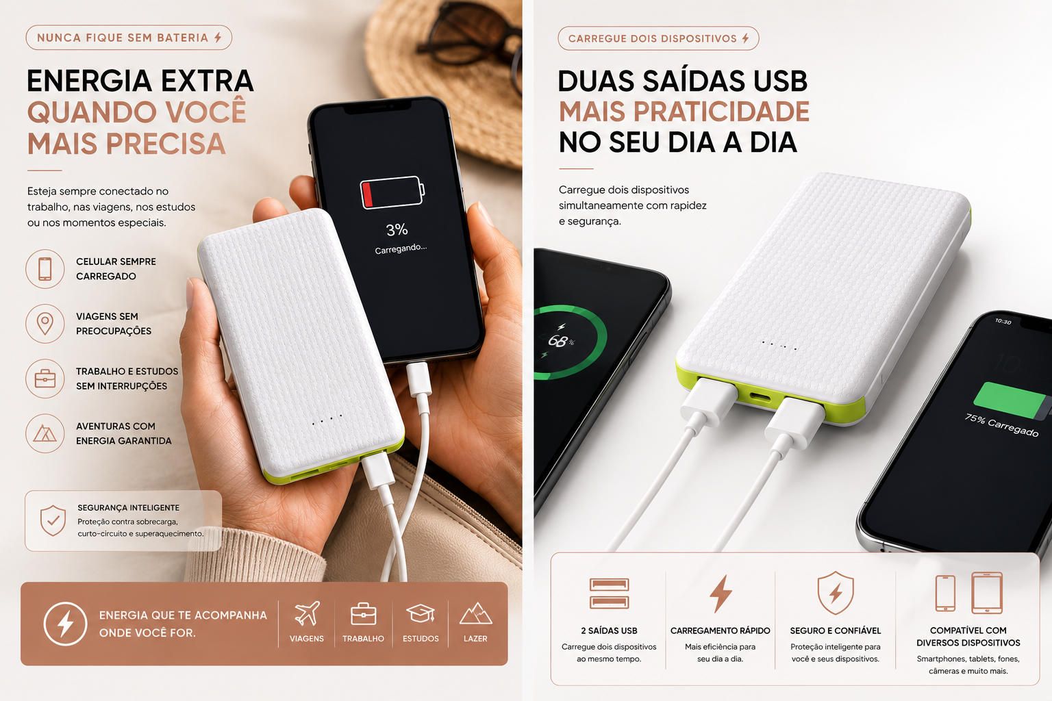 Carregador Portátil 10.000mAh | Power Bank Compacto USB - Imagem 2