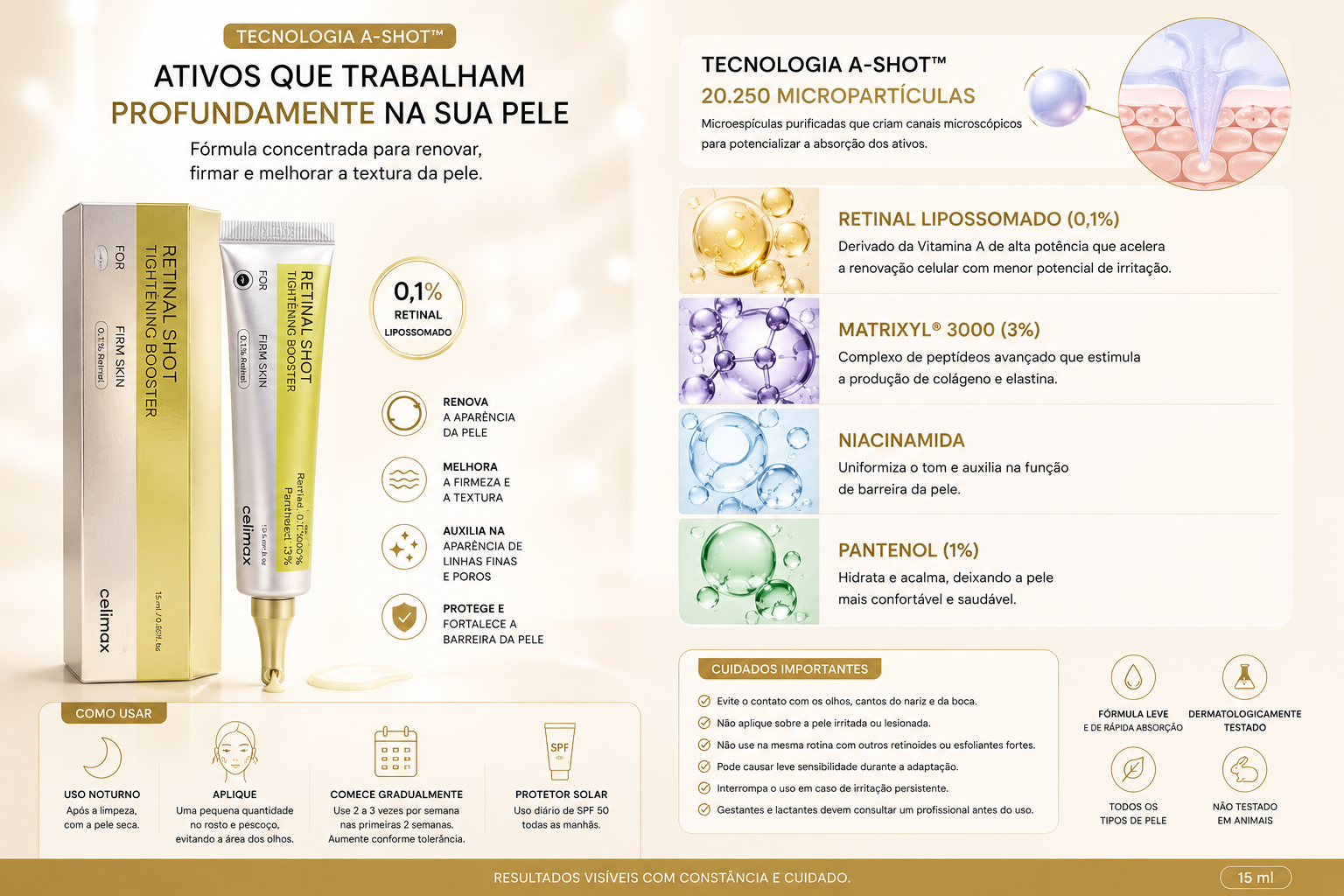Celimax Retinal Shot Booster Facial 15 ml — Firmeza e Textura - Imagem 2