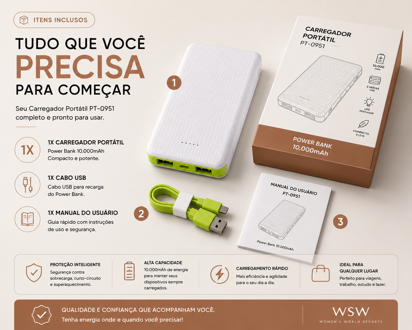 Carregador Portátil 10.000mAh | Power Bank Compacto USB - Imagem 4
