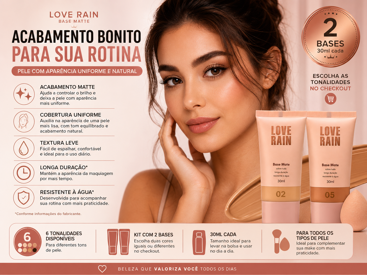Kit 2 Bases Matte Love Rain — Escolha as Tonalidades - Imagem 3