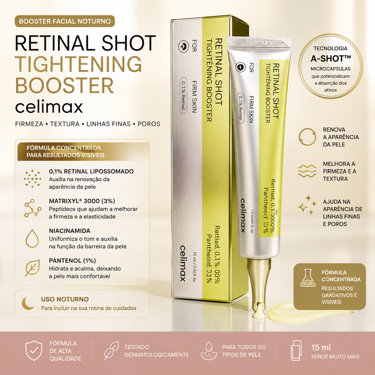 Celimax Retinal Shot Booster Facial 15 ml — Firmeza e Textura