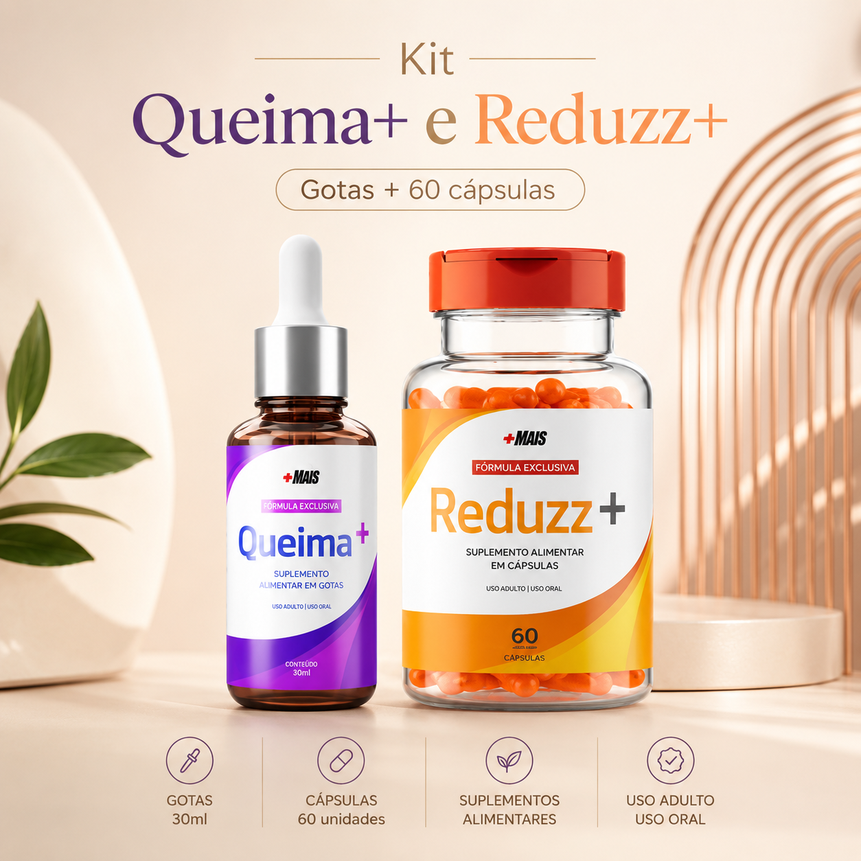 Kit Queima+ e Reduzz+ | Gotas + 60 Cápsulas