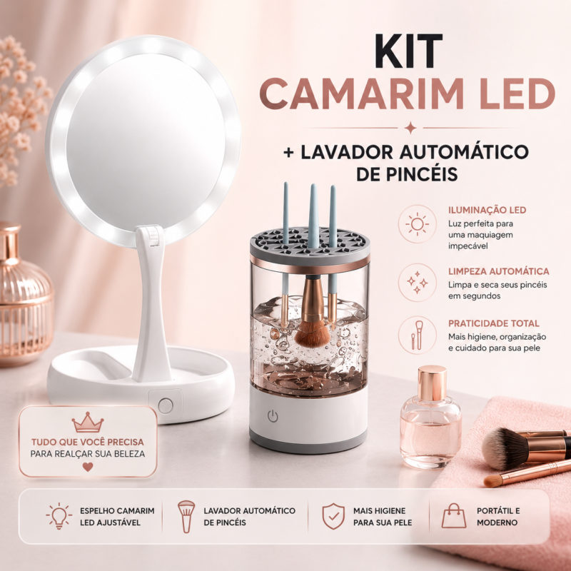 Kit Camarim LED + Lavador Automático de Pincéis
