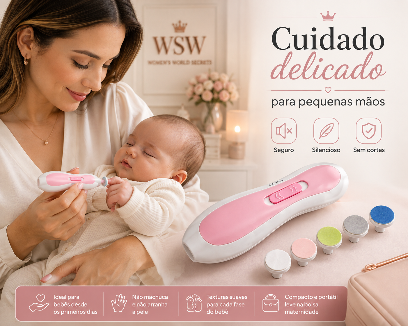 Aparador de Unhas Elétrico Infantil Premium – Seguro, Silencioso e Portátil
