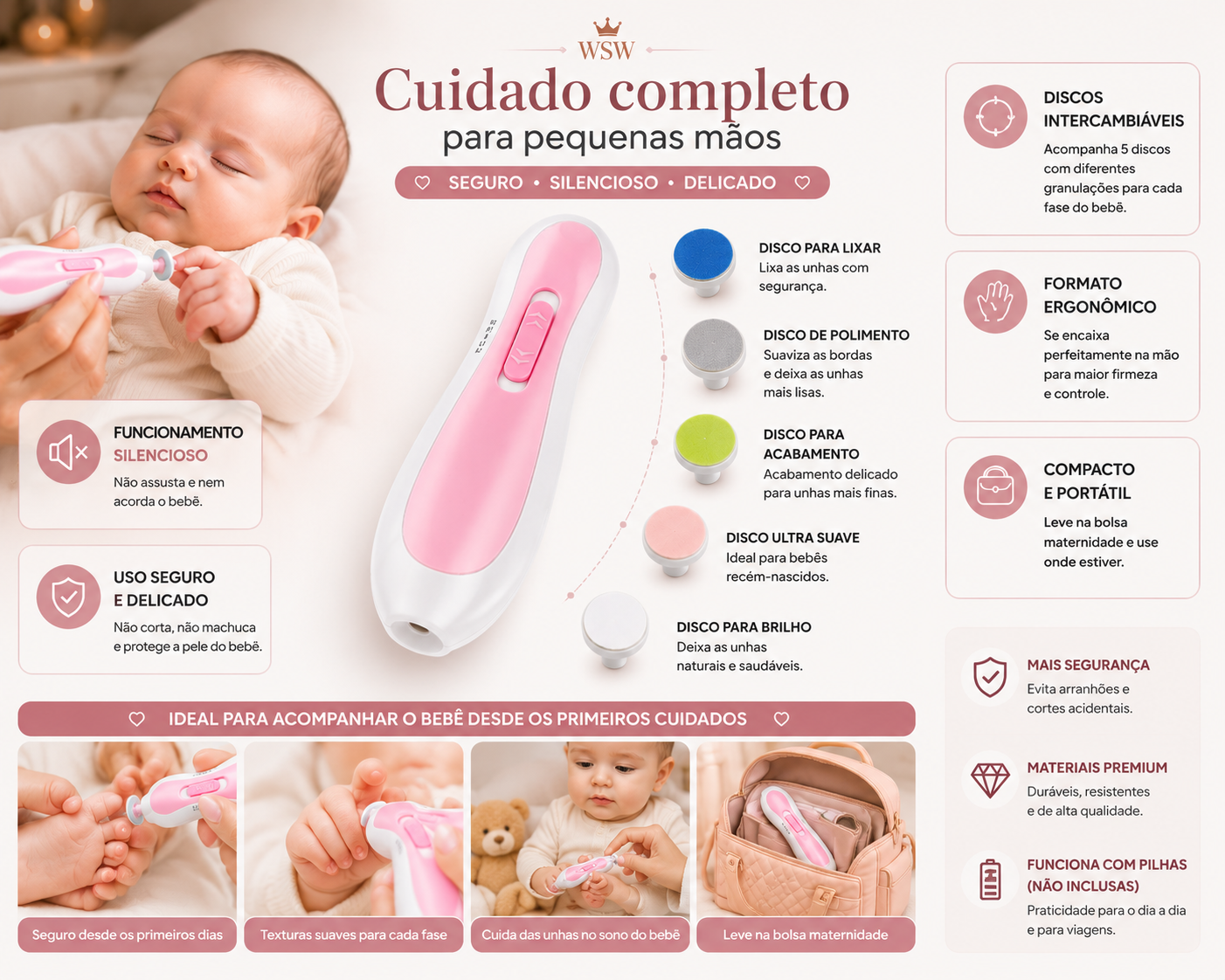 Aparador de Unhas Elétrico Infantil Premium – Seguro, Silencioso e Portátil - Imagem 2