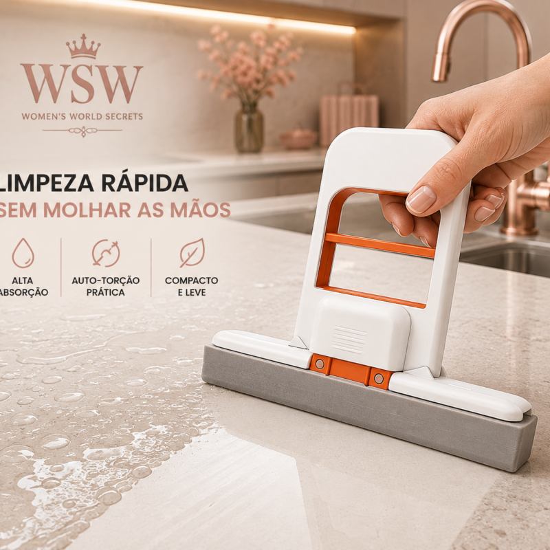 Mini Mop Absorvente com Auto-Torção para Pia e Bancada
